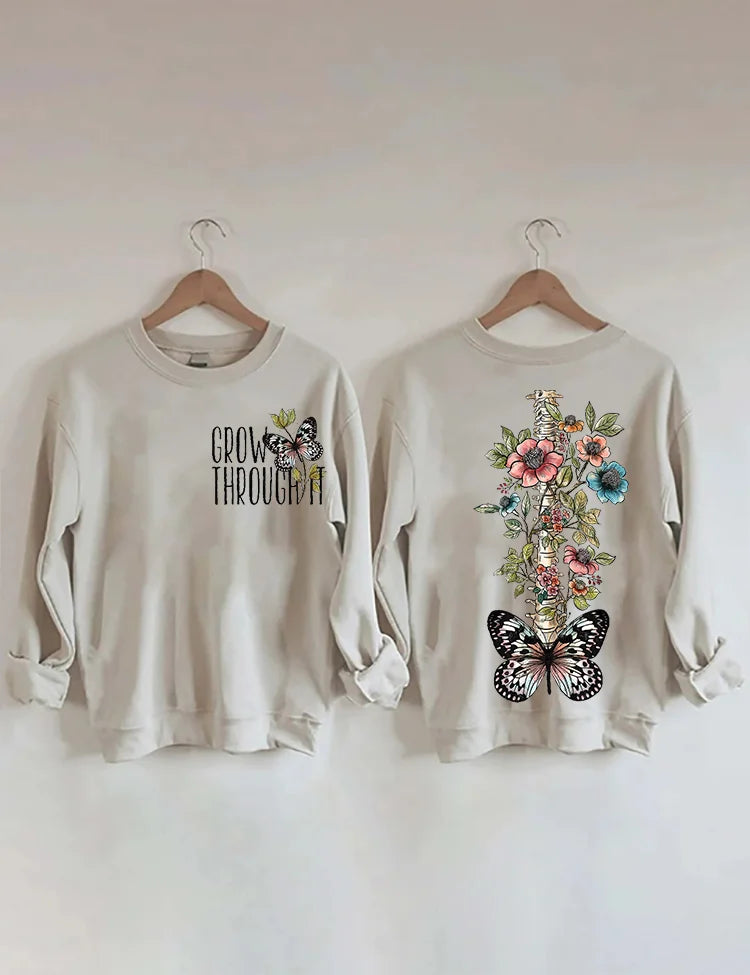 Grow Through It Floral Butterfly Sweatshirt