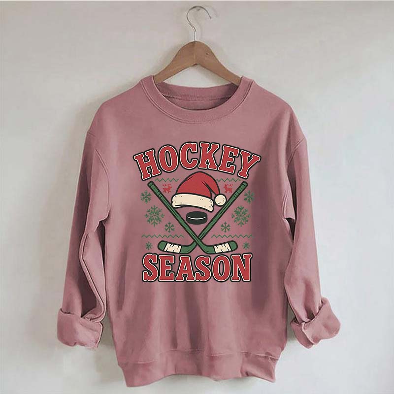 Christmas Hockey Santa Hat Sweatshirt