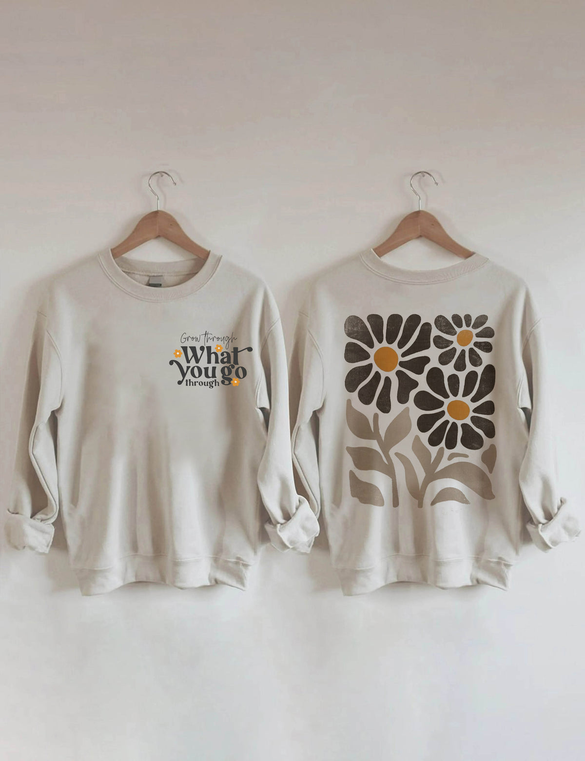 Boho Flower Sweatshirt Unisex Wildflower Print Sweatshirt