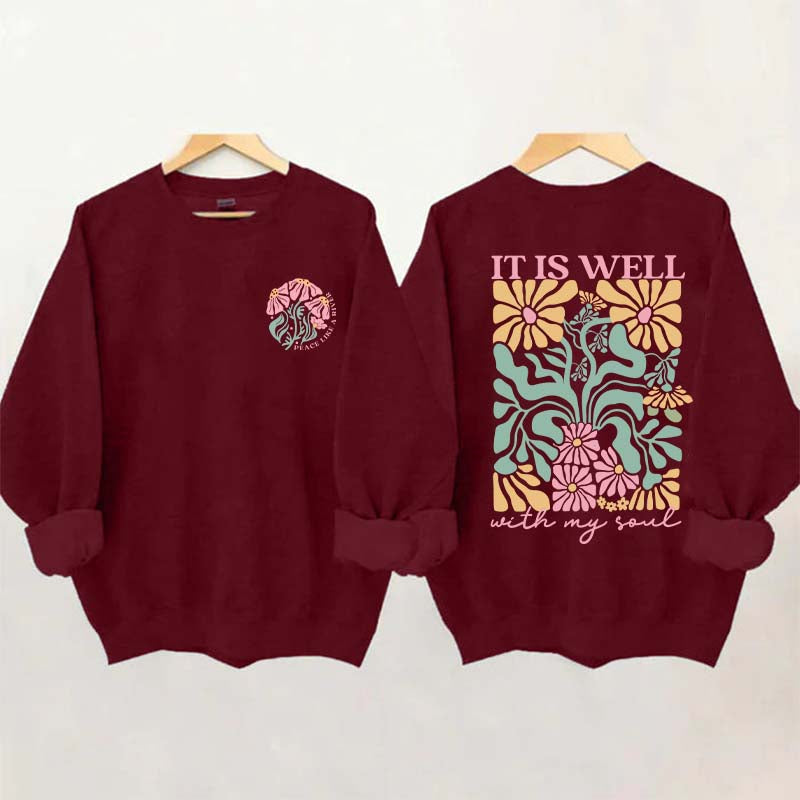 It is Well Floral Boho Bible Verse Top Sweatshirt