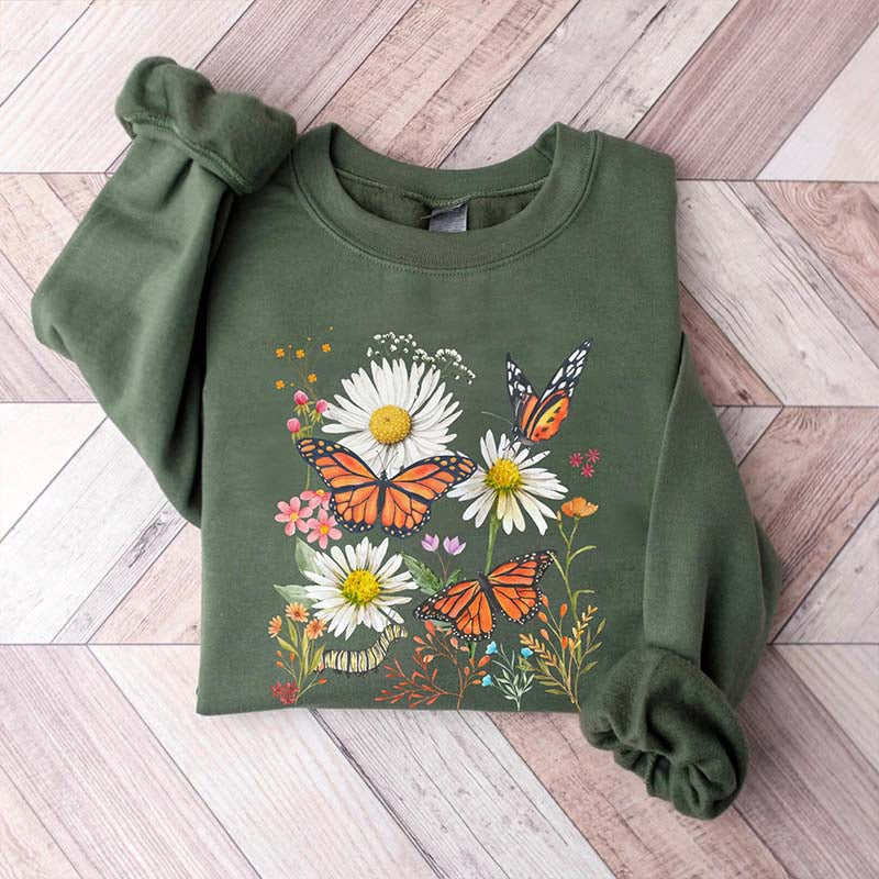 Monarch Butterfly Daisies Sweatshirt