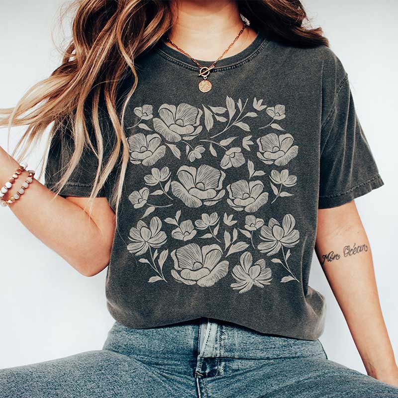 Vintage Flower Graphic Boho Summer T-Shirt