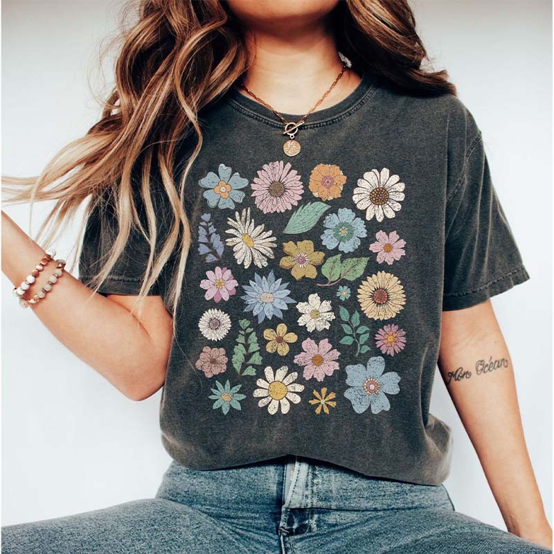 Groovy Floral Vintage 70's Wildflowers T-Shirt