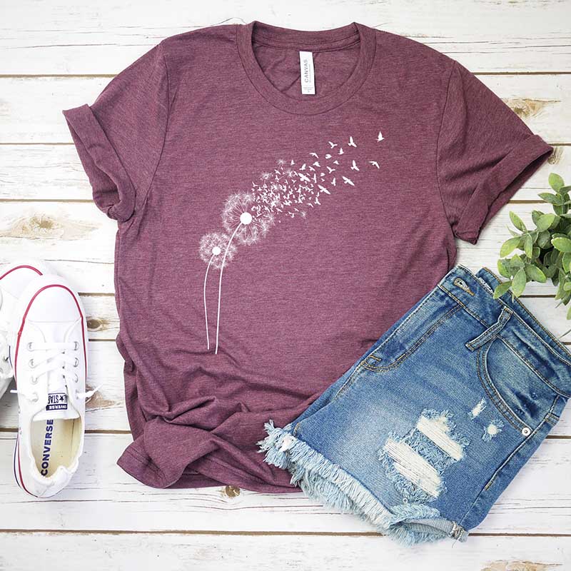 Dandelion Birds Graphic T-Shirt