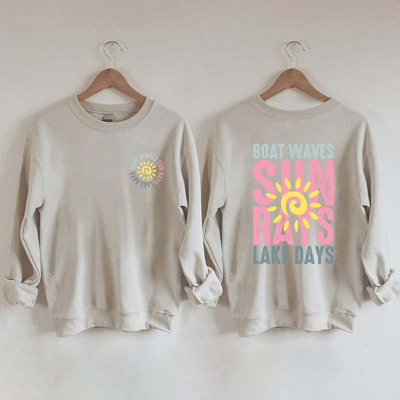 Boat Waves Sun Rays Lake Days Sweatshirt