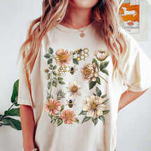 Bee Floral Graphic Botanical T-Shirt