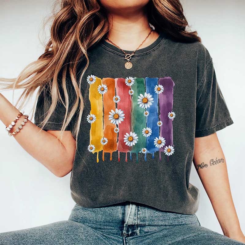 Rainbow Daisies Pride Month T-Shirt