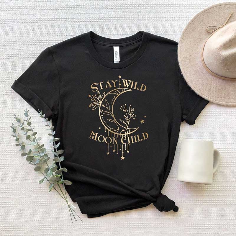 Stay Wild Moon Child Celestial Floral T-Shirt