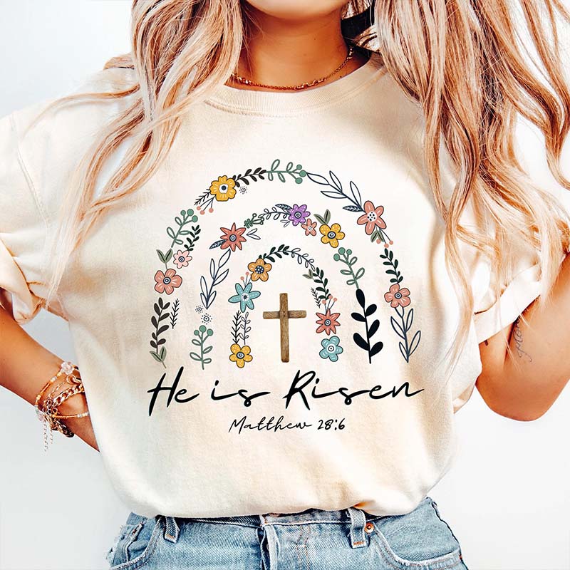 Wildflowers Easter He Is Risen T-Shirt