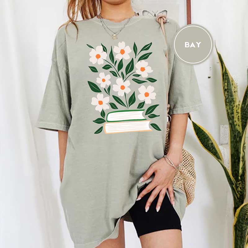 Boho Flower Book Comfort Colors Summer T-Shirt