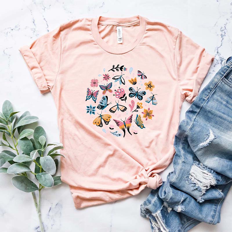 Flower Heart Best Friend Butterfly T-Shirt