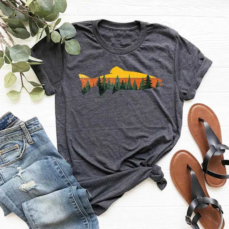 Fishing Nature Fish Lover Forest T-Shirt