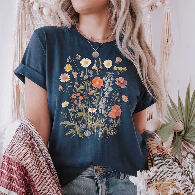 Vintage Botanical British Wildflower T-Shirt