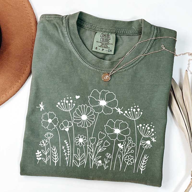 Comfort Colors Wildflower Retro Flower T-Shirt