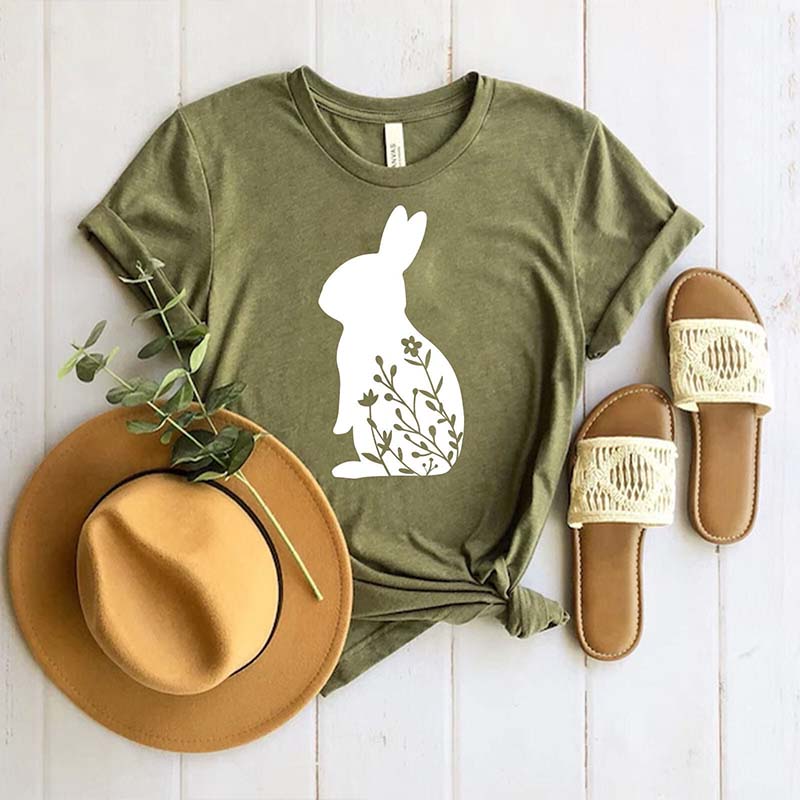Floral Rabbit Bunny Easter T-Shirt