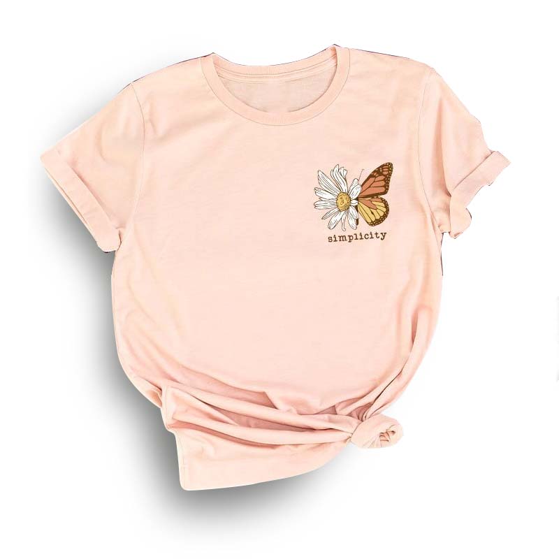 Aesthetic Butterfly Minimalist Flowers T-Shirt