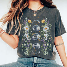 Floral Moon Phase Mystical Flower T-Shirt
