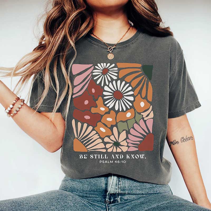 Be Still And Know Boho Wildflowers T-Shirt