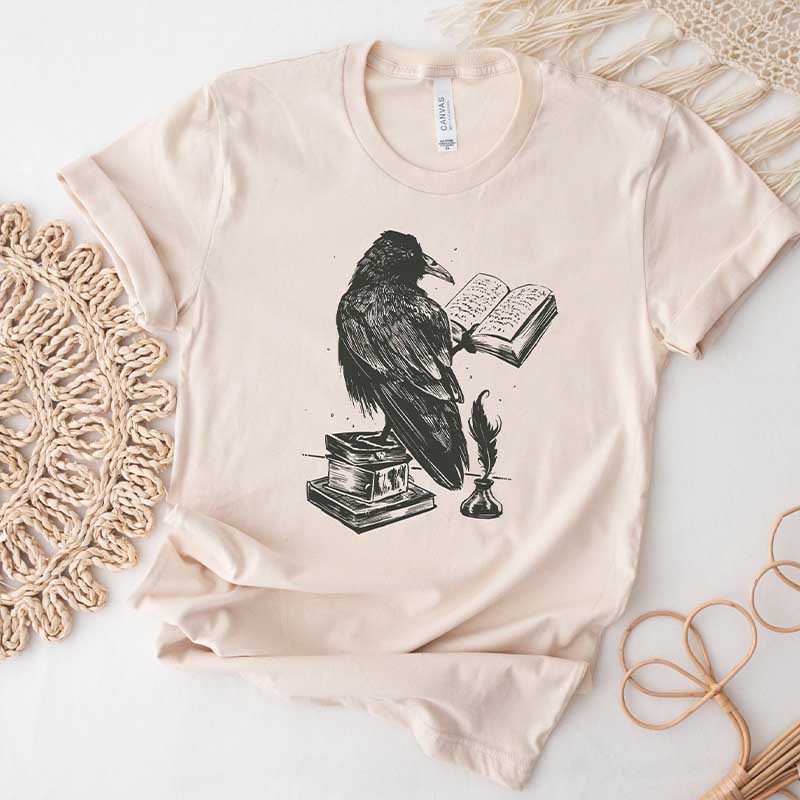 Raven Reading A Book T-Shirt