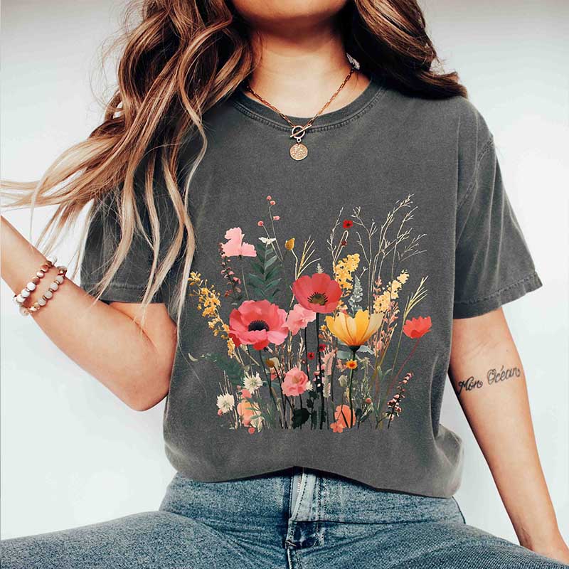 Colourful Flower Wild Meadow T-Shirt