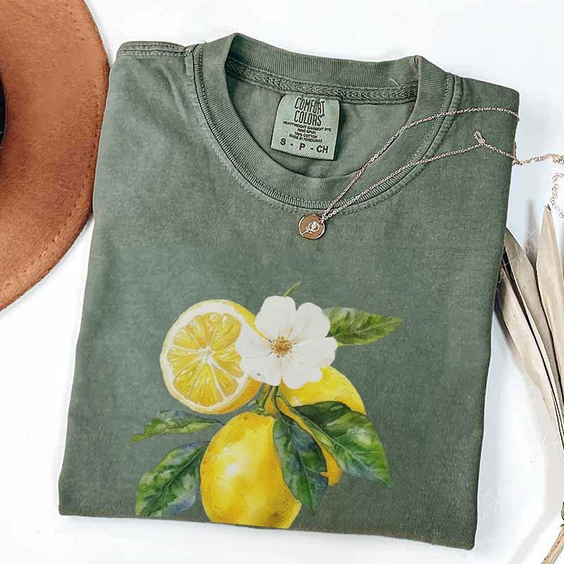 Vintage Lemon Art Graphic Fruit T-Shirt