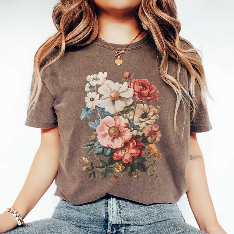 Retro Boho Wildflowers Summer Floral T-Shirt