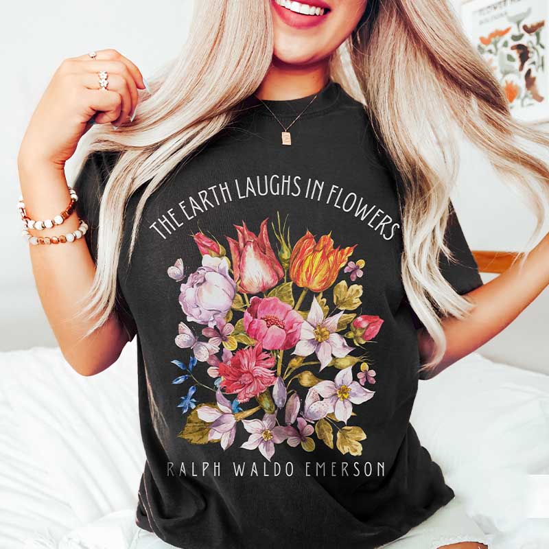 The Earth Laughs in Flowers Floral Illustration T-Shirt