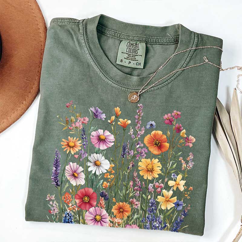 Vintage Pressed Purple Flowers T-Shirt