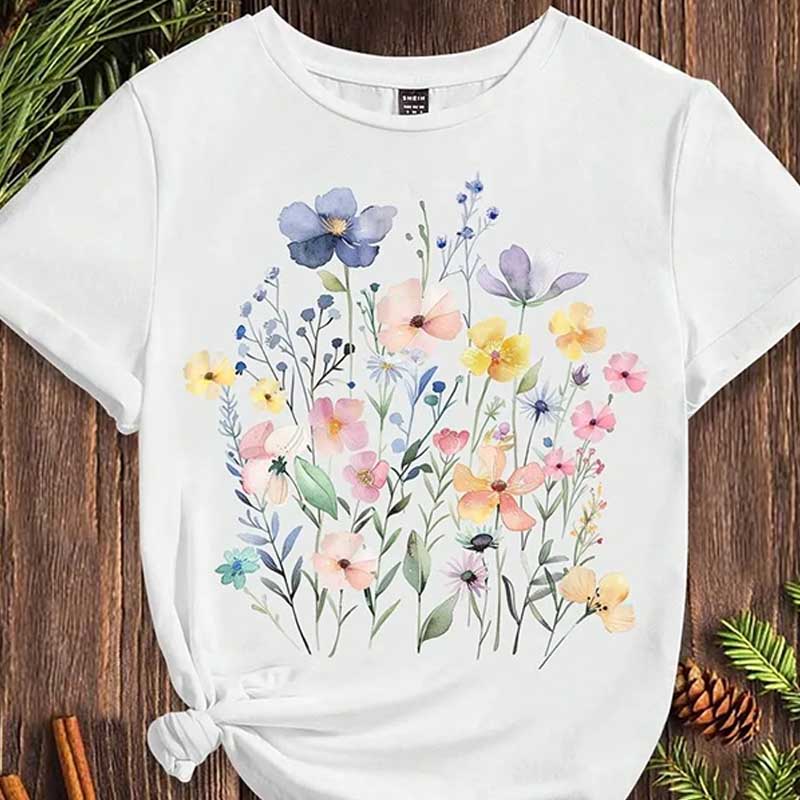 Purple Watercolor Floral T-Shirt