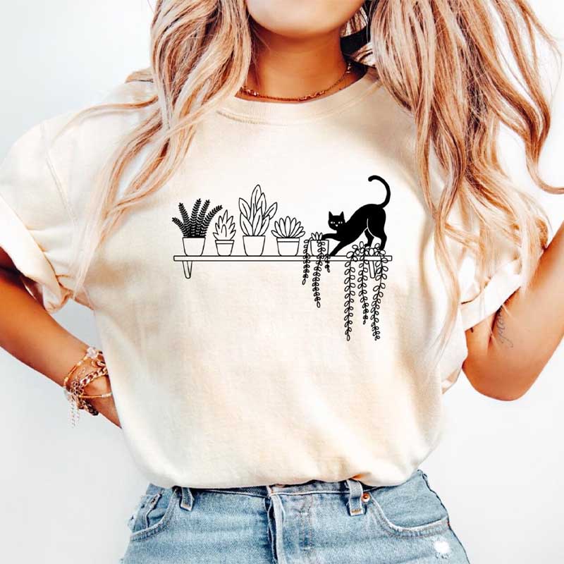 Cat Knocking Over Plants T-Shirt