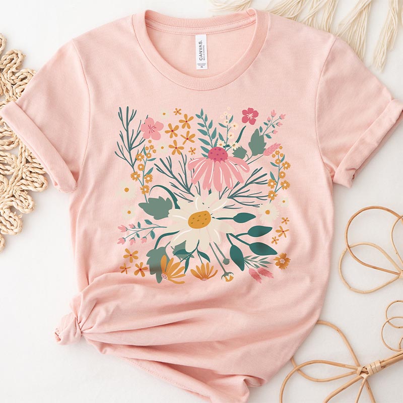 Trendy Floral Wild Flower Mom Gift T-Shirt