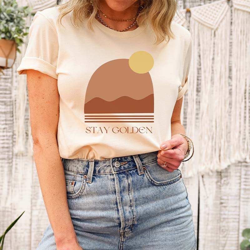 Stay Golden Abstract Mountain  Sunset T-Shirt