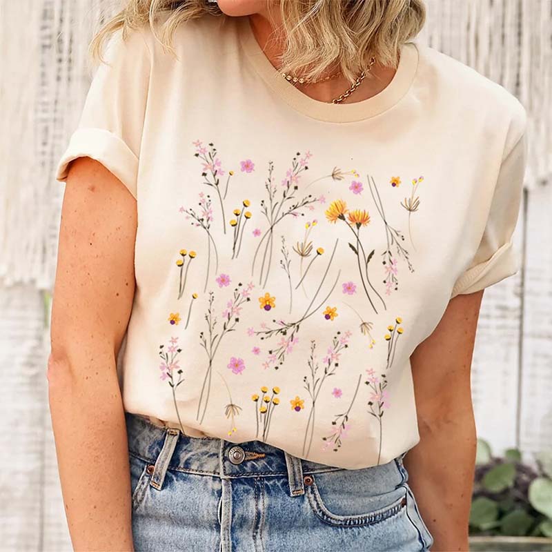 Pressed Flowers Summer Inspirational T-Shirt