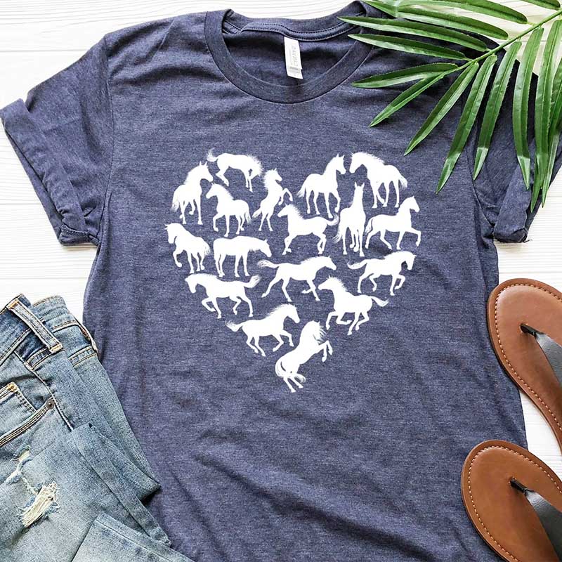 Horse Heart Silhouette Equestrian T-Shirt
