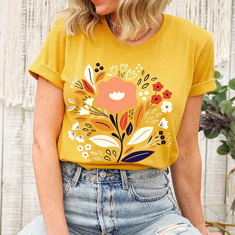Folk Art Large Wild Flower T-Shirt