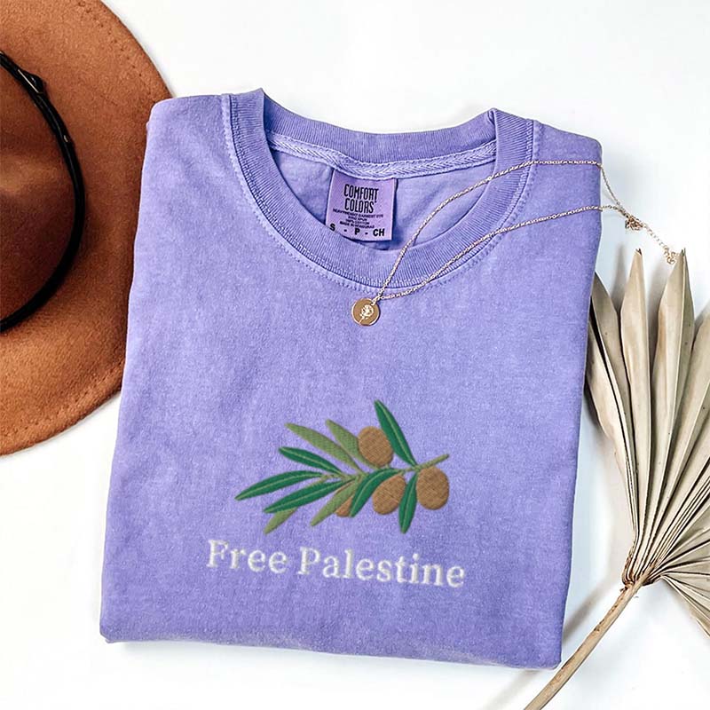 Free Palestine Gaza Olives Printed T-Shirt