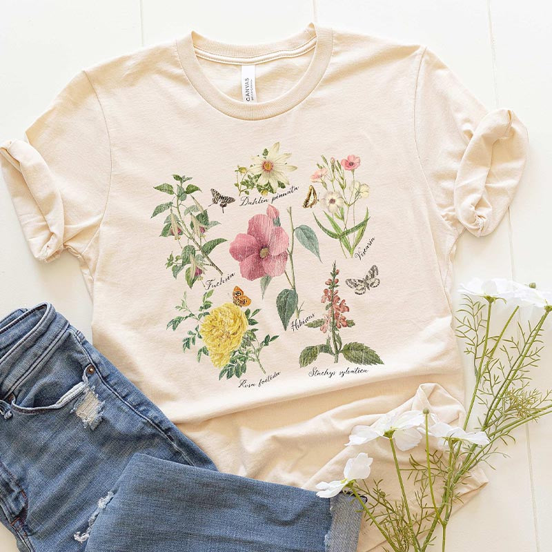 Botanical Print Wildflower Graphic T-Shirt