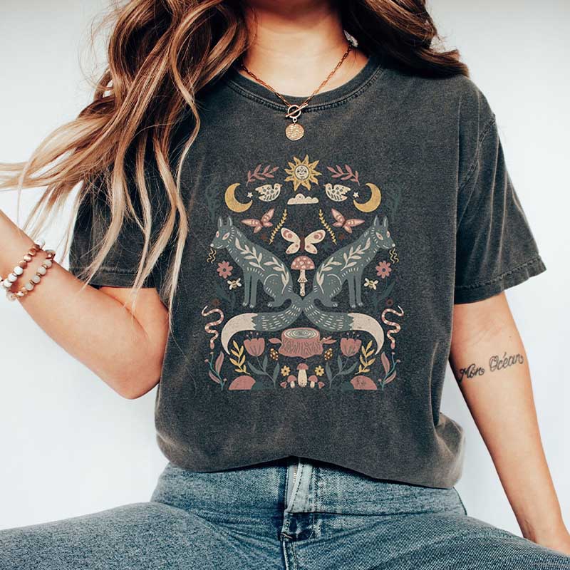 Swedish Folk Art Fox Scandinavian T-Shirt