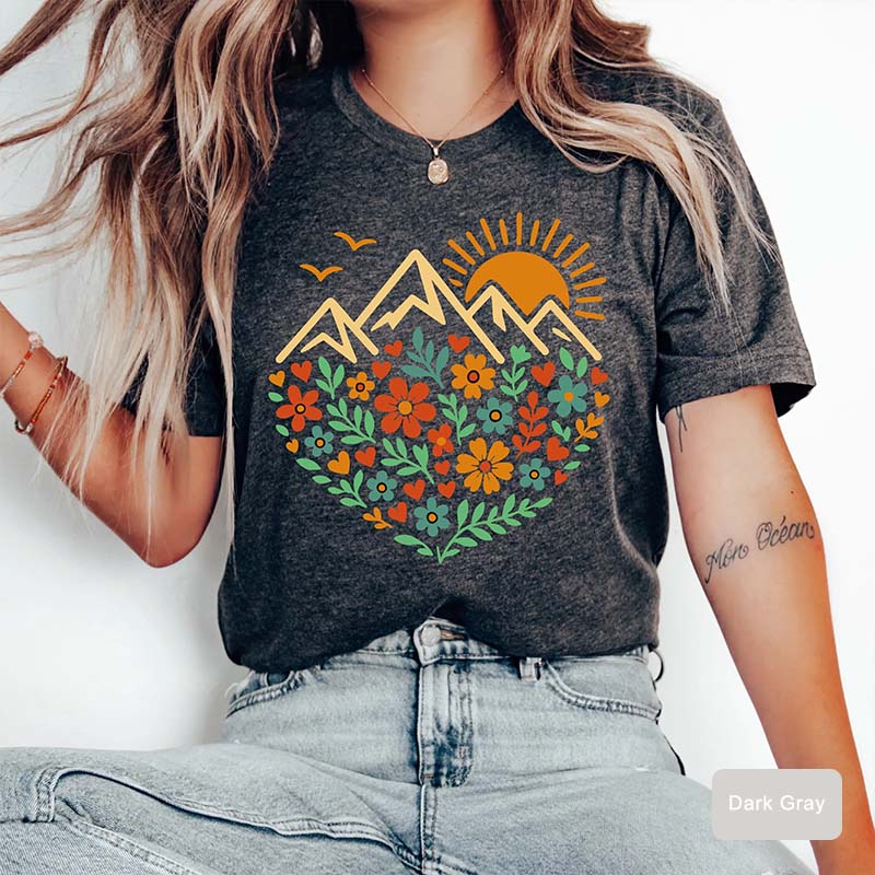 Floral Mountain Graphic Outdoor T-Shirt