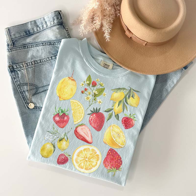 Lemon Strawberry Aesthetic Fruit T-Shirt