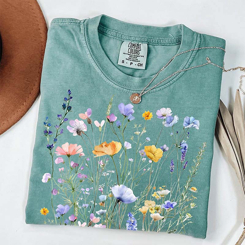 Vintage Boho Flowers Botanical Floral T-Shirt