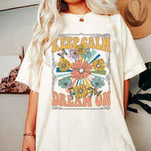 Keep Calm Dream on Retro Flower T-Shirt