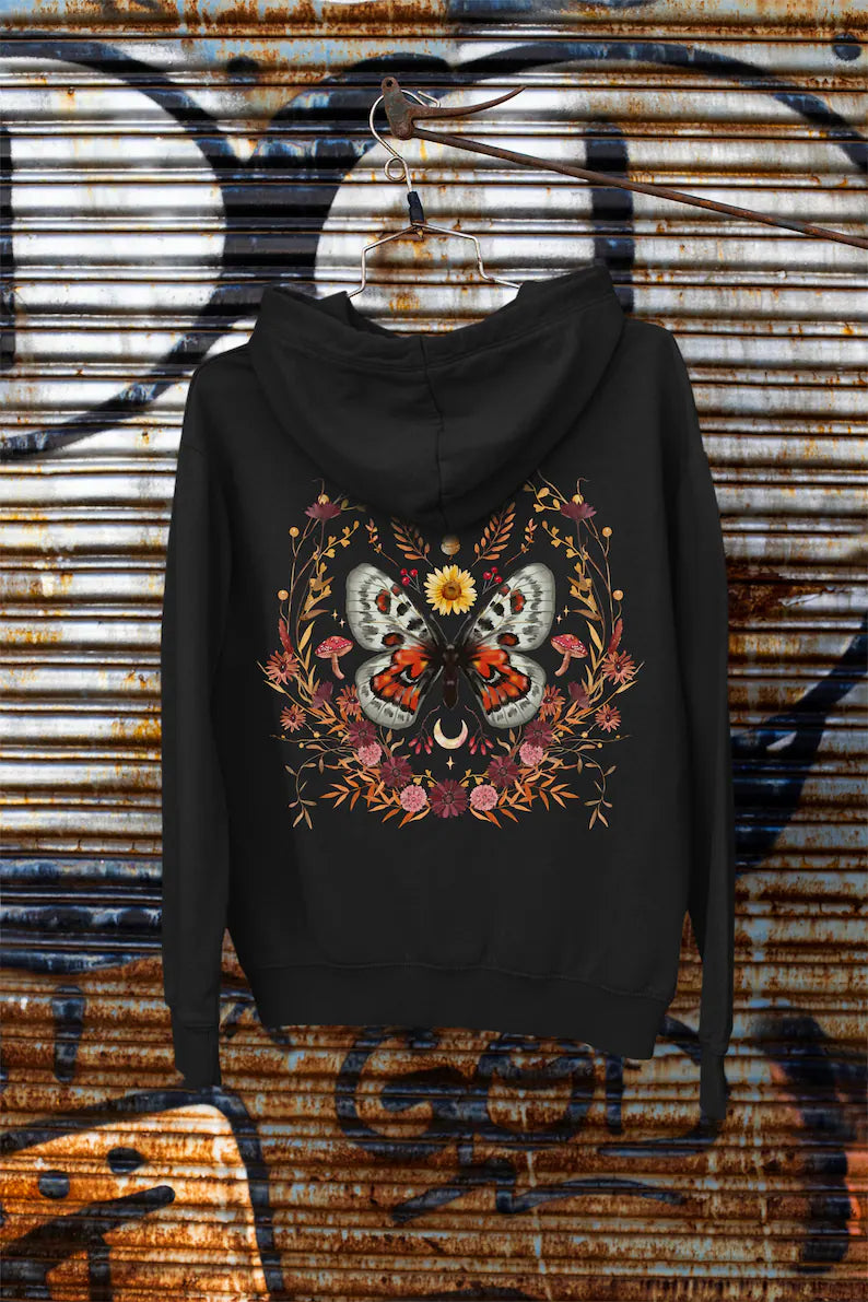 Fall Nature Floral Botanical Butterfly Hoodie