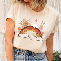 rainbow Peace sign flower T-Shirt