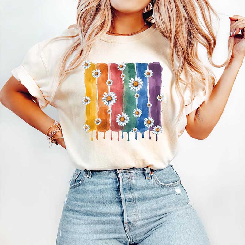 Rainbow Daisies Pride Month T-Shirt