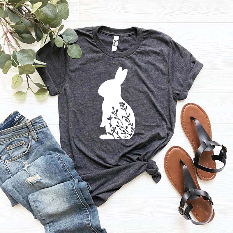 Floral Rabbit Bunny Easter T-Shirt