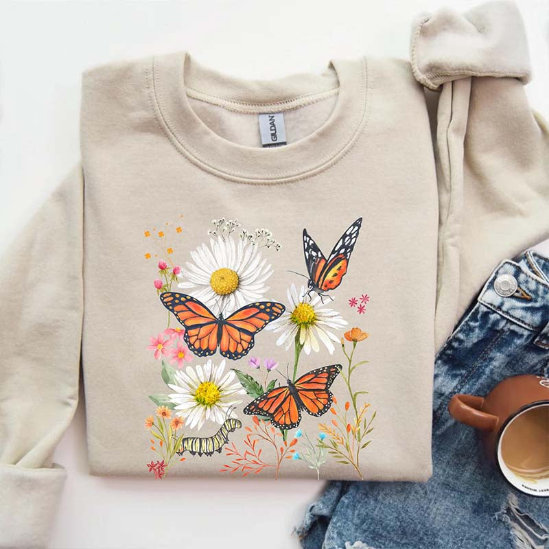 Monarch Butterfly Daisies Sweatshirt