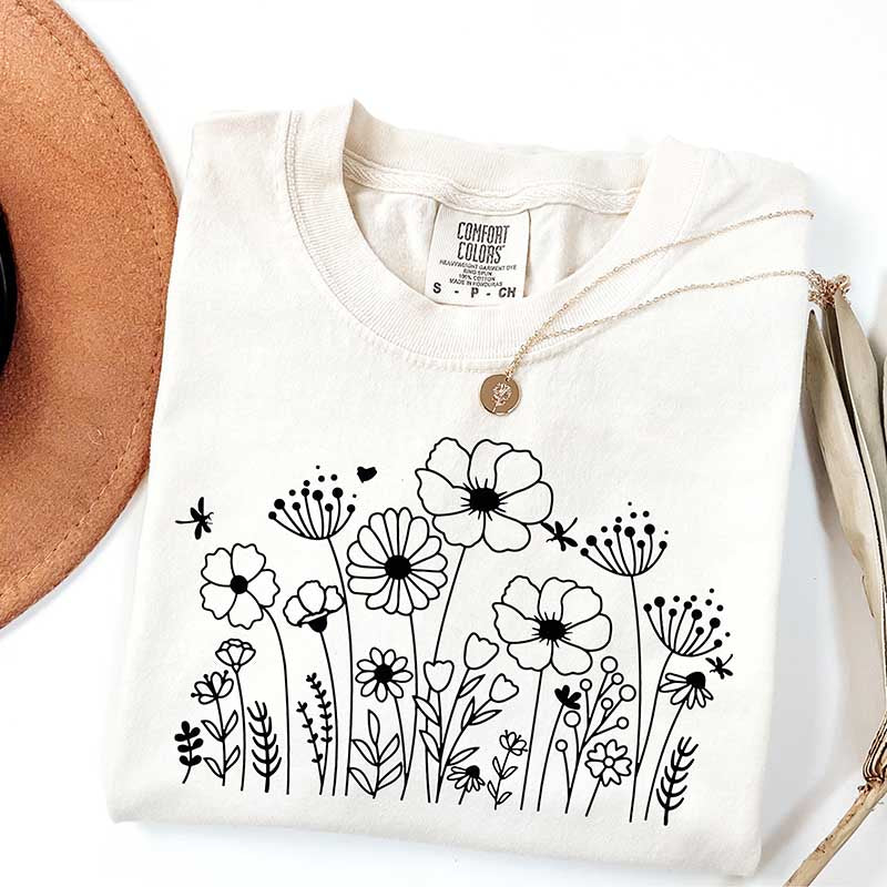 Comfort Colors Wildflower Retro Flower T-Shirt