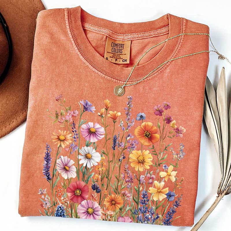 Vintage Pressed Purple Flowers T-Shirt