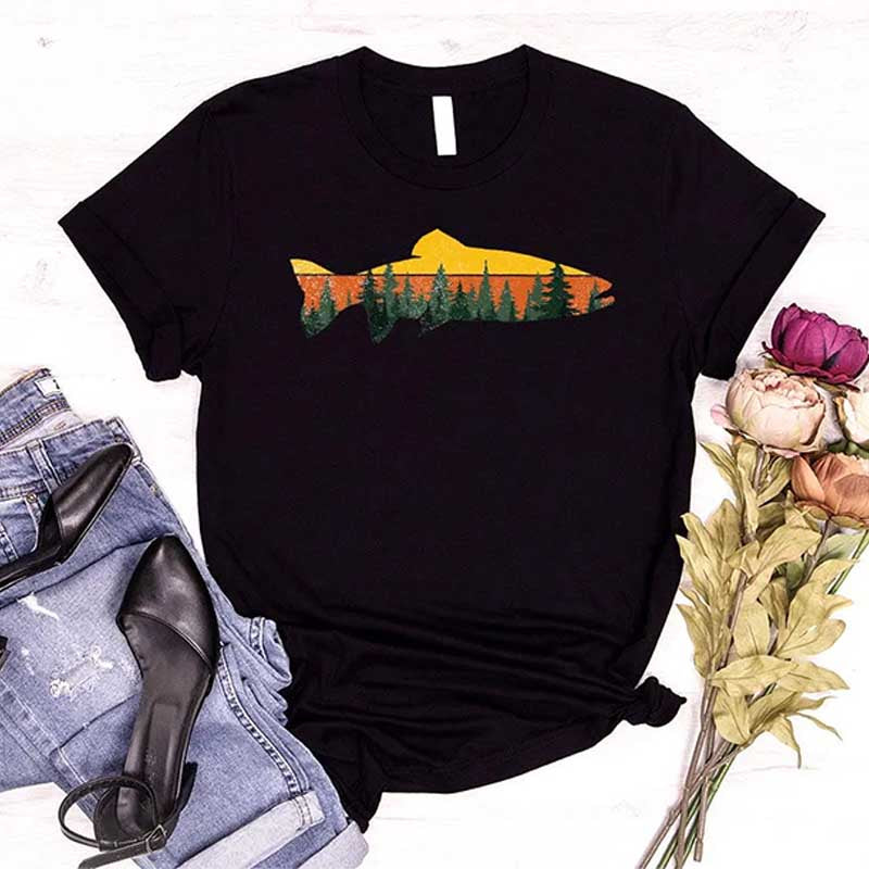 Fishing Nature Fish Lover Forest T-Shirt